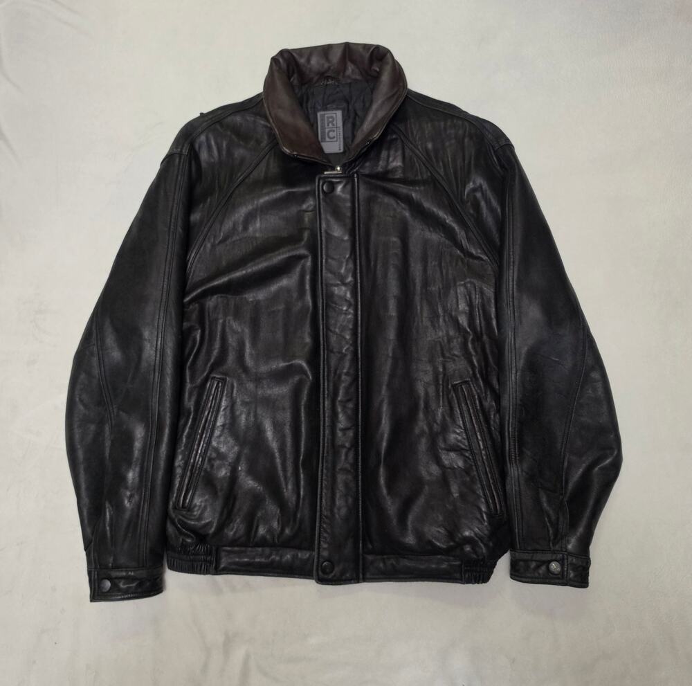 ​Vintage 90s Comstock Expedition Mens Leather Bomber Jacket Brown Size Large L